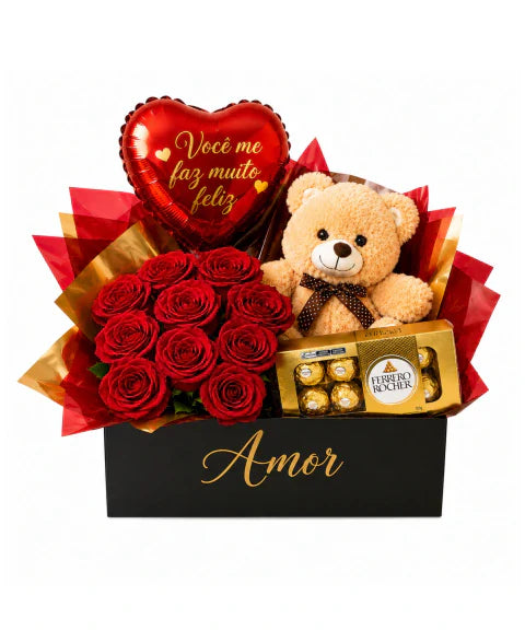 Cesta Amor Verdadeiro Com Ursinho - Dia Dos Namorados