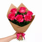 Buquê De 6 Rosas Pink No Papel Kraft