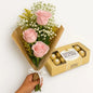Buquê De 3 Rosas Rosadas Com Ferrero Rocher
